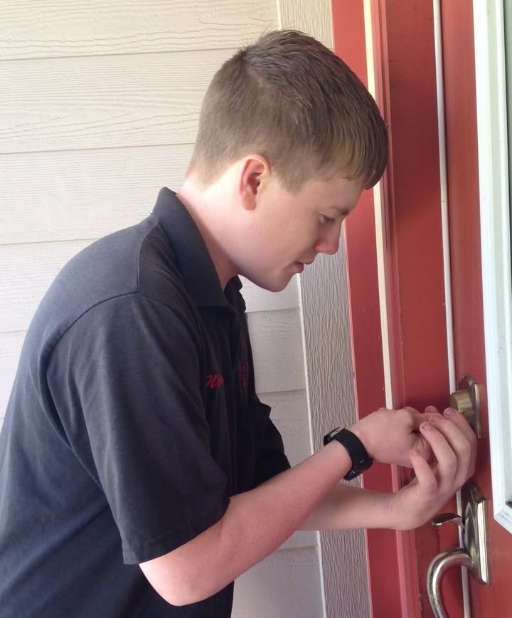 A photo shared by Ace Lock and Key showing hands-on work at a door lock